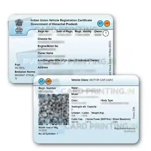 Vehicle RC PVC Card Printing